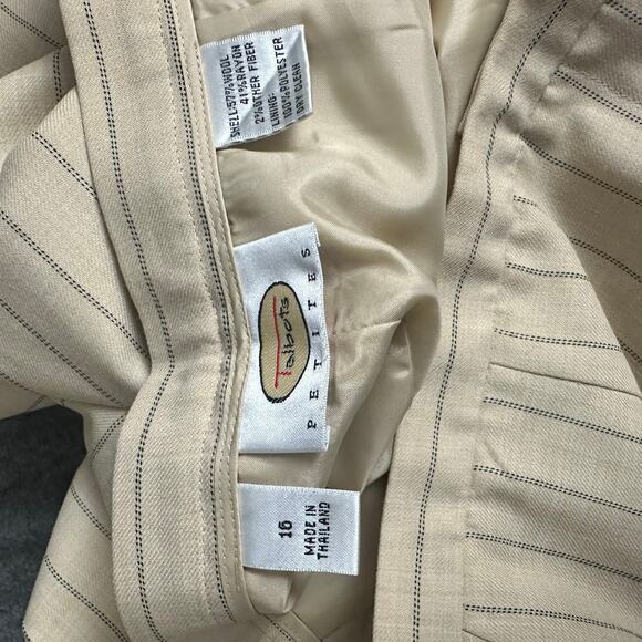 Vintage Talbots Wool Blend Satin Lined Pinstriped Dress Pants Womens 16 Ivory - Picture 6 of 8